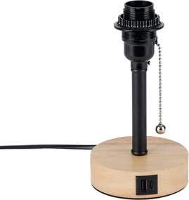 Brilagi - Lampa stołowa z portem USB TABLON 1xE27/25W/230V dąb/czarny