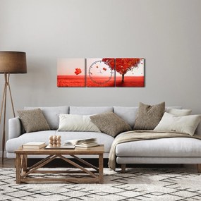 Obraz - Drzewo miłości (z zegarem) (90x30 cm)
