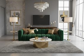 Sofa czteroosobowa, kanapa Grand, tkanina welurowa Salvador, Zielony