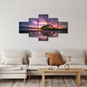 Obraz plaży o zachodzie słońca (125x70 cm)