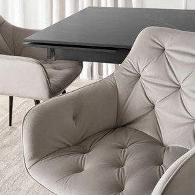 Krzesło Tapicerowane do Salonu MODESTO Szare Welurowe Nowoczesne Loft