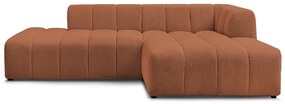 Narożnik z materiału bouclé (prawostronny/z szezlongiem) w kolorze terakoty Annecy – Bobochic Paris