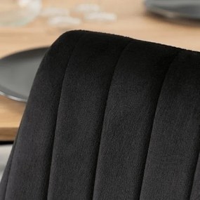 Zestaw Stół Okrągły Rozkładany HARRY 102-142 cm Dąb Artisan/Czarny i 4 Krzesła Tapicerowane BARI Czarne