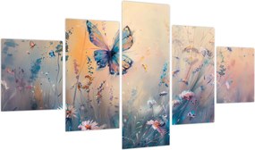 Obraz - Łąka z motylem II (125x70 cm)
