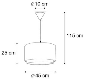 Nowoczesna lampa wisząca z kloszem czarno/biała 45/25 - Duo Nowoczesny Oswietlenie wewnetrzne