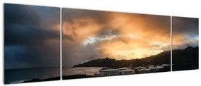 Obraz - plaża z pochmurnym niebem (170x50 cm)