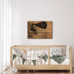 Obraz - Mężczyzna na rowerze w stylu Banksy (70x50 cm)