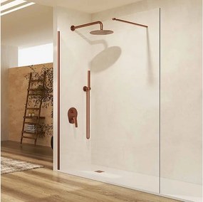 Stały panel prysznicowy Walk In | Szkło hartowane 6 mm, antykamień, przezroczyste | Wysokość 195 cm | Oro Rosa Cepillado 110cm