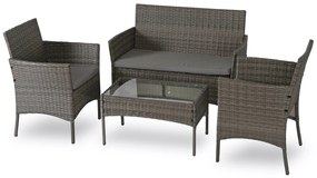 Mały zestaw mebli ogrodowych technorattan Missisipi, szary