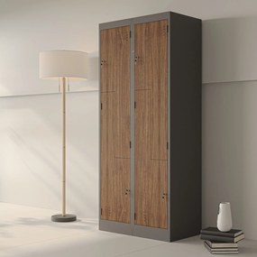 Szafa socjalna czterokomorowa Eco Design Julia 80x45x185 cm antracyt/orzech