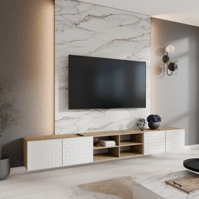 Szafka RTV wisząca ROVA 300 cm do Salonu pod Telewizor - Dąb artisan