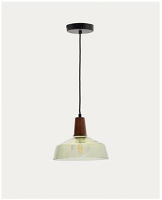 Zielona/w ciemnym naturalnym kolorze lampa wisząca ze szklanym kloszem ø 40 cm Silex – Kave Home