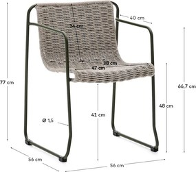 Szarozielone metalowe krzesło ogrodowe Maurina – Kave Home