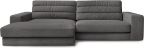Antracytowy aksamitny narożnik (lewostronny/z szezlongiem) Sierra – Bobochic Paris