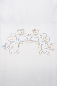 Podarunkowy zestaw ręczników dla dzieci FAMILY, 2 szt Śmietankowy /  Niebieski haft Zestaw (ręcznik 50x90cm, ręcznik 70x130cm)
