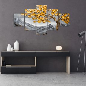 Obraz – Drzewo ze złotymi liśćmi (125x70 cm)