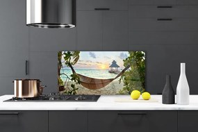 Szkło do Kuchni na Ścianę Relaks w Hamaku na Plaży