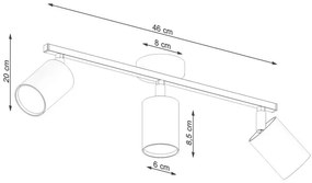 Czarny potrójny plafon punktowy - A143 Rowtex 5X