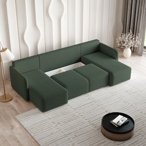 Masseno Narożnik NUBERO z funkcją spania i pojemnikiem na pościel Narozniki U, Rozkładana sofa - Zielony, QUELLE 37
