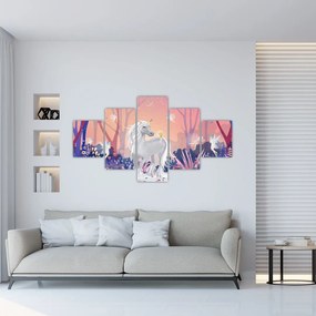 Obraz - Jednorożec w magicznym lesie (125x70 cm)