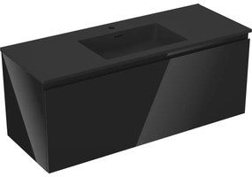 Mexen Orio szafka łazienkowa 120 cm z umywalką Otis, 1 szuflada, czarna połysk/czarna mat - 91A10-12047-1-BF70-W18M71