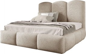 FURNISTAR Łóżko tapicerowane BAILEY z pojemnikiem na pościel| Bubble Bed 180x200|Łóżko dwuosobowe |Stelaż|Wygląd łóżka kontynentalnego|bez materaca-Jasnobeżowy