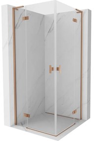 Mexen Mist-H L Duo kabina prysznicowa uchylna 85 x 85 cm, transparent, miedź szczotkowana - 8A5L-085L-085P-65-00