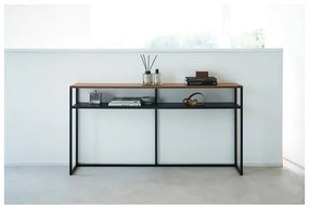 Czarno-ciemnobrązowa konsola w dekorze jesionu 20,5x126 cm Tower – YAMAZAKI