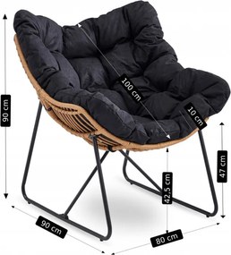 Fotel Wypoczynkowy Ogrodowy FIN na Płozach Czarny Nowoczesny