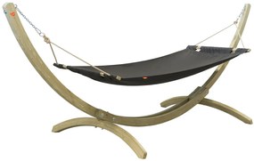 Grafitowy drewniany hamak ogrodowy ze stelażem C6-A73