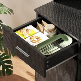 HOMCOM Szafka kuchenna, bufet z szufladą, drzwi Soft-Close, 80 x 35 x 180 cm, czarny