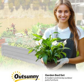 Outsunny Skrzynka ogrodowa, Pflanzkasten z obudową stalową, Jasnoszary, 120 x 120 x 30 cm