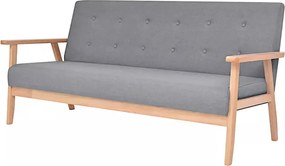 Jasnoszara sofa z pikowanym oparciem P6-N48