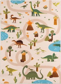Dywan dziecięcy Coco Dinozaury beżowe 80 cm x 150 cm