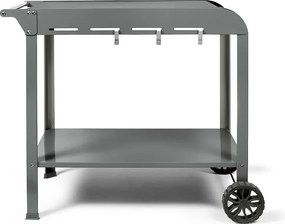 Wózek Livoo GS168G do planchy 2-3 palniki, stal szara, przestronne półki, regulowane haki, koła z zębami