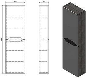 Biała szafka łazienkowa w dekorze drewna egzotycznego 40x140 cm Wave – Sapho