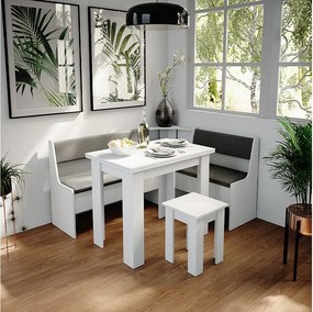 Grupa ławek narożnych biały 150x120x80 roman