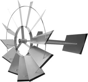 Wiatrak ogrodowy ozdobny 245 cm srebrny w stylu amerykańskim.