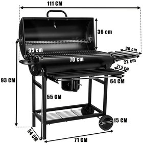 Węglowy grill beczka na kółkach P0-R44