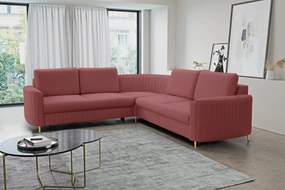 Masseno Narożnik VELA z funkcją spania i pojemnikiem na pościel Narozniki L, Rozkładana sofa - Bordowy, CASTEL 59