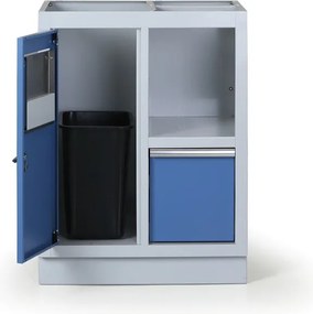 Szafka warsztatowa z koszem na śmieci do blatu G2, 680 x 455 x 910 mm, niebieski