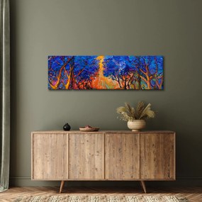 Obraz - Jesienne korony drzew, nowoczesny impresjonizm (170x50 cm)