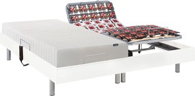 Łóżko elektryczne z funkcją relaksu z materacem z lateksową warstwą wierzchnią - 2 x 70 x 190 cm - białe - ETHER YSMÉE