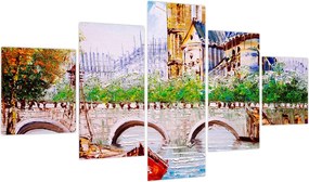 Obraz - Obraz olejny przedstawiający miasto (125x70 cm)