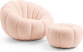 Obracjane designerskie krzesło BLOOM z podnóżkiem, jasnoróżowy