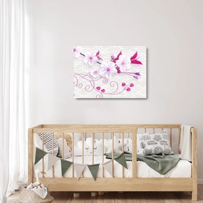 Obraz na szkle gałązki z kwiatami (70x50 cm)
