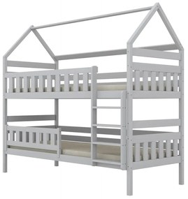 Łóżko piętrowe domek FELIKS 200x80 białe drewniane KOCOT KIDS