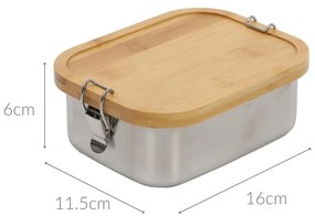 Lunchbox w pokrywką bambusową na klips, 16 x 11,5 x 6 cm