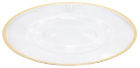 Transparentny podtalerz ze złotym dekorem, Ø 33 cm