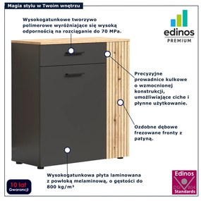 Komoda dwudrzwiowa z szufladą grafit + dąb evok K3-F25